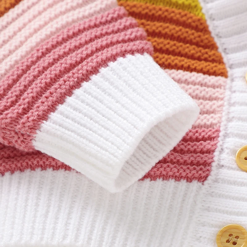 Cute Baby Girls Sweaters Cardigans Winter V Neck Long Sleeve Knitted Newborn Infant Button Up Jackets & Coats 1-3Y Knitwear Tops