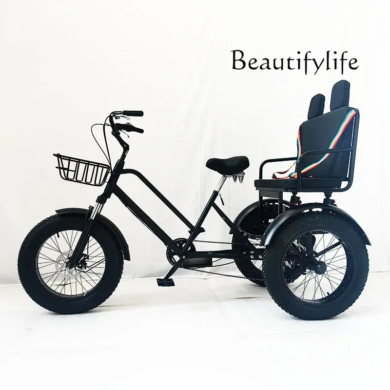 XX Human Fat Tire Pedal Car With Seat Style Pedal Snowmobile 20 Inch 7 Speed Human Adult Rear Seat Model