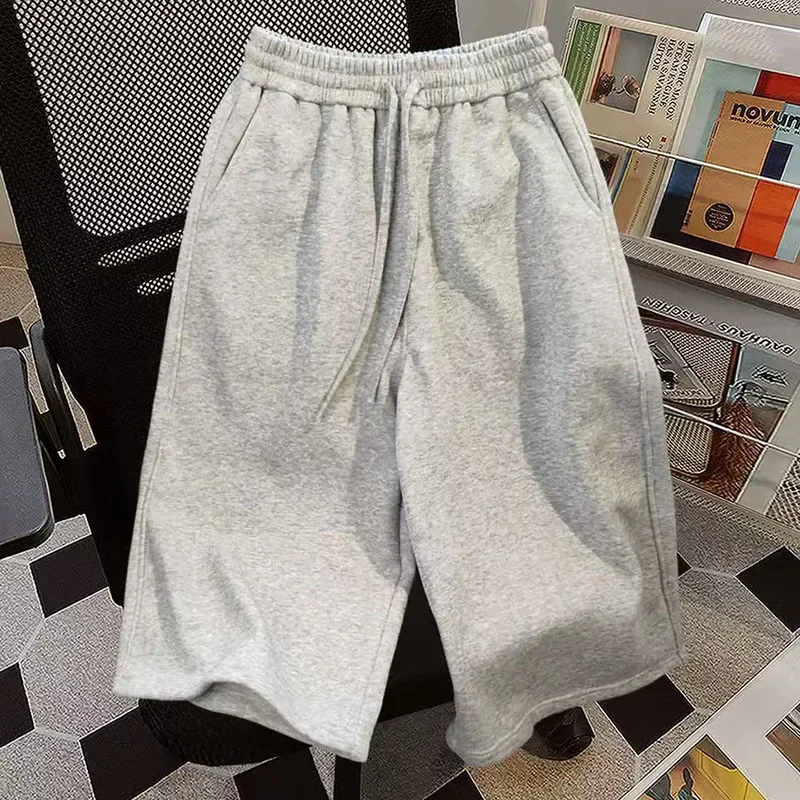 100% Cotton Loose Wide Leg Capri Shorts Women Y2K Summer Baggy Streetwear Casual Pants American Hip Hop All Match Straight Short