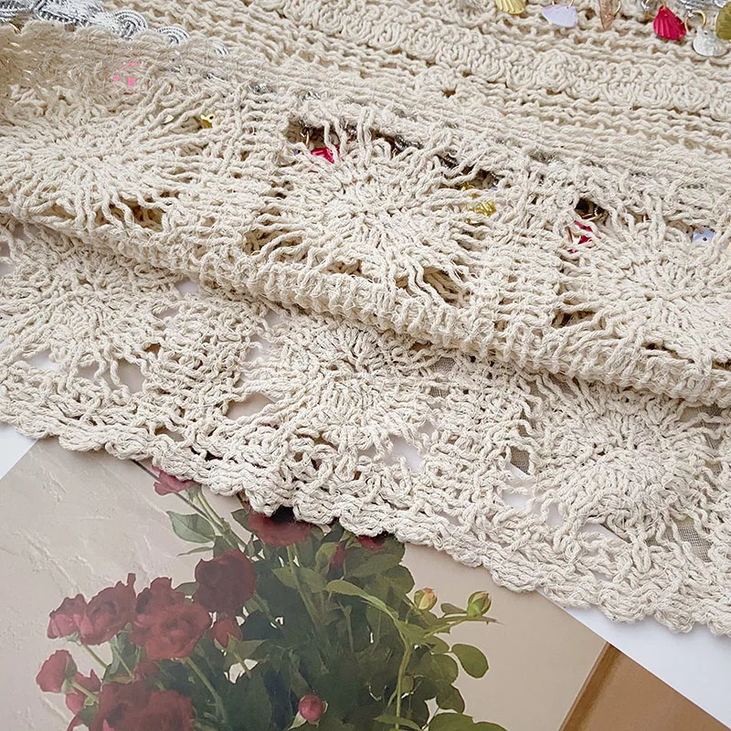 Boring Honey Round Collar Sleeveless Summer Clothes For Women Hollow Out Pearl Tassel Tank Top Retro Fashion Short Crop Tops