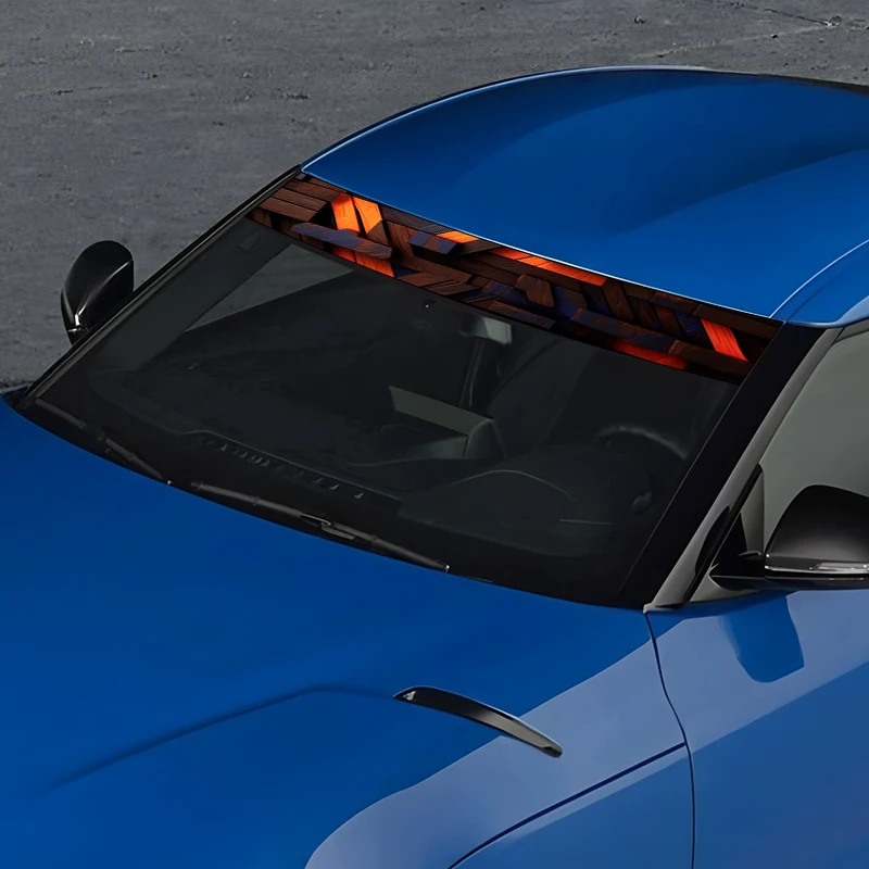 قطعة واحدة من شرائط زخرفية صناعية متداخلة من الخشب البني البرتقالي، ملصق زخرفي عالي الأداء، فيلم فينيل للسيارات