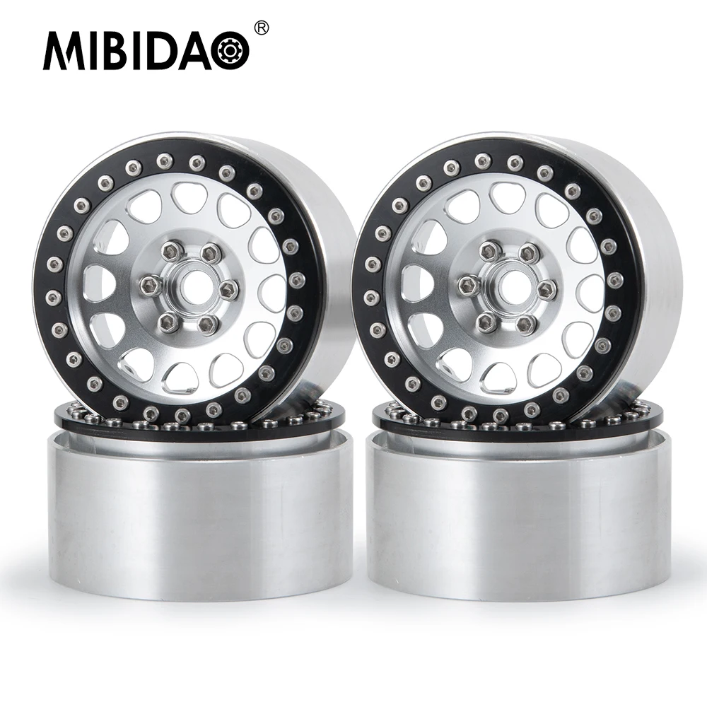 MIBIDAO Metal Alloy 4Pcs 2.2 Inch Beadlock Wheel Rims 35mm for Axial Wraith SCX10 TRX-4 1/10 RC Rock Crawlers Car Model Parts