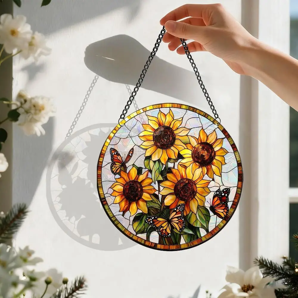 

8-дюймовое акриловое подвесное украшение на окно, витражный солнечный светоотражатель с изображением незабудки, идеальный подарок для любителей растений, женщин, друзей, семьи и близких.