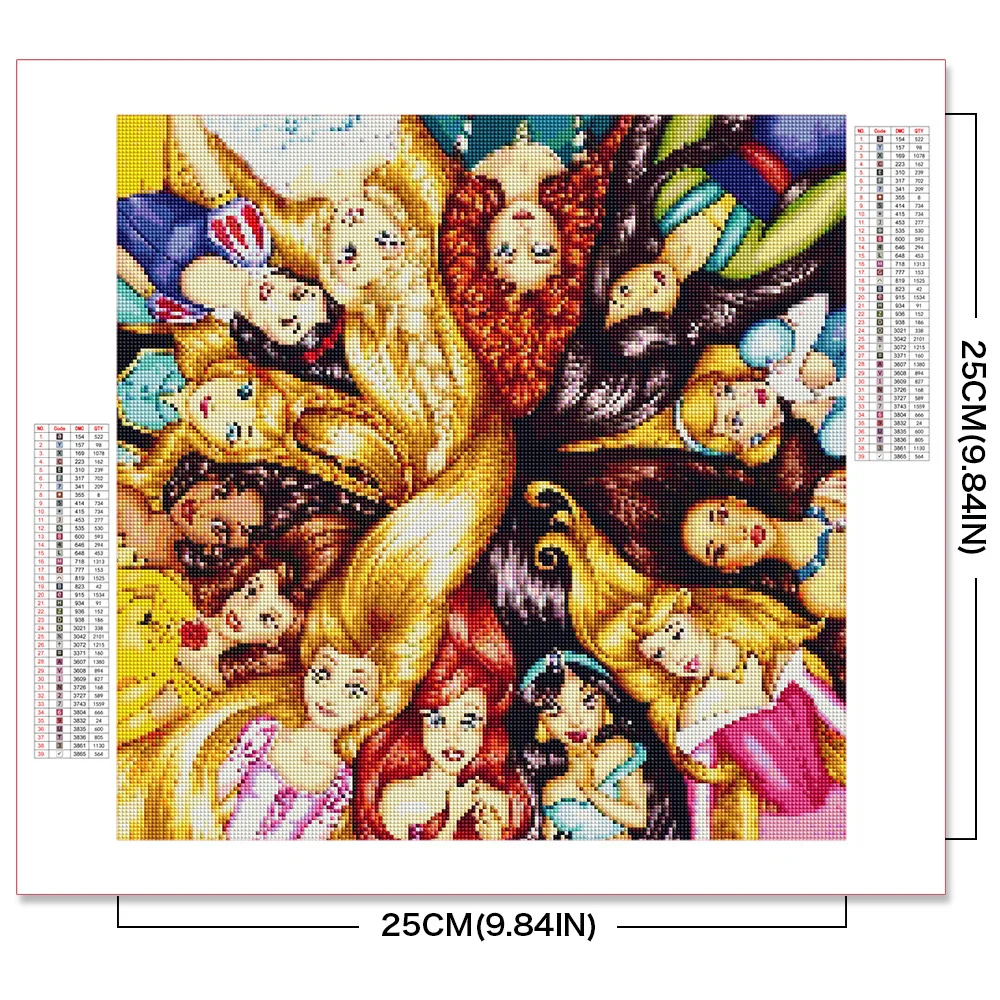 Disney Diamond Embroidery Princess Full Square Round Drill Mosaic Cartoon 5D Diamond Painting Rapunzel Mulan DIY Handmade Gift