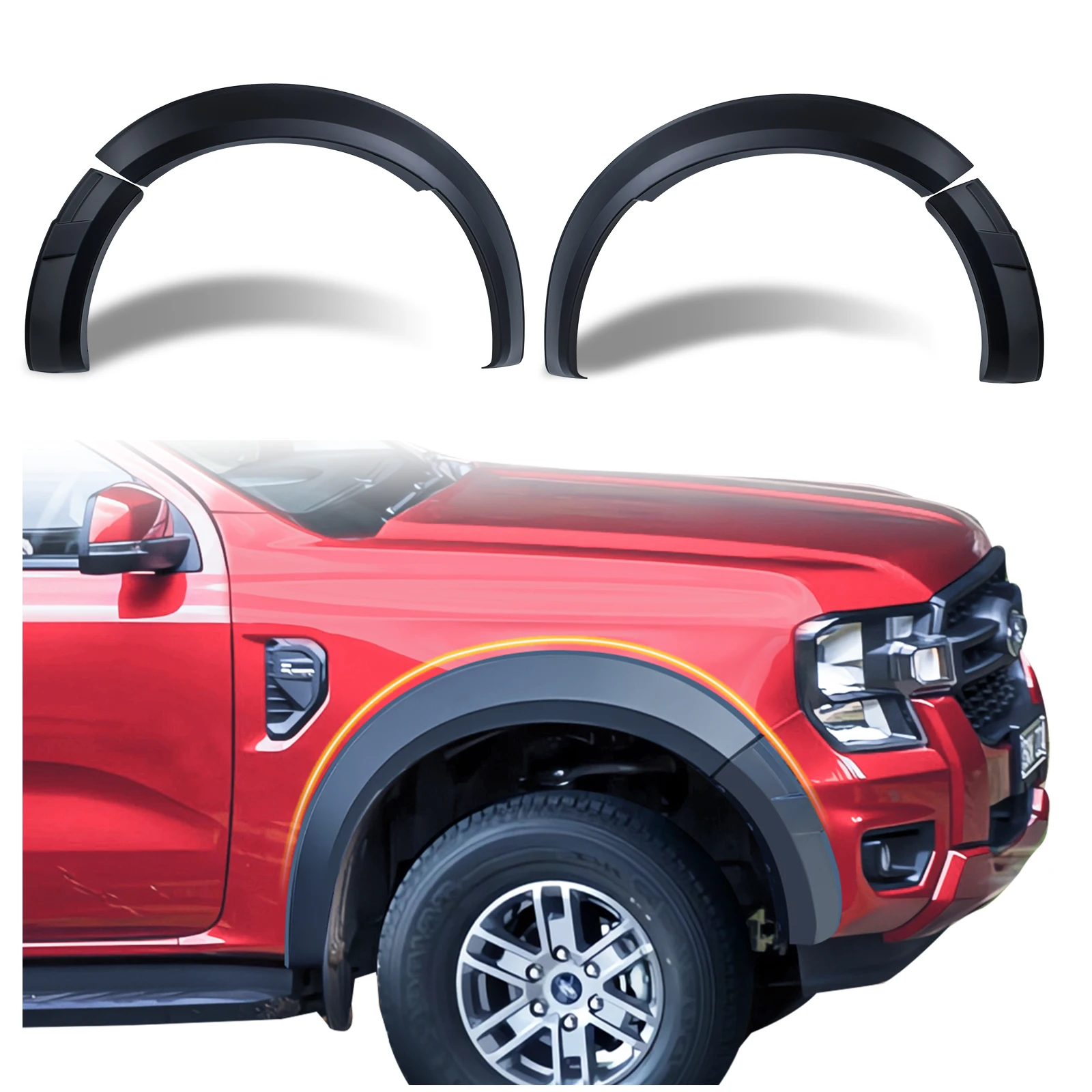 

ABS Front Wheel Arch Extension Fender Flares for Ford Ranger Next Gen 2022 2023 XLT XLS XL Mudguards 4X4 Car Styling Accessories