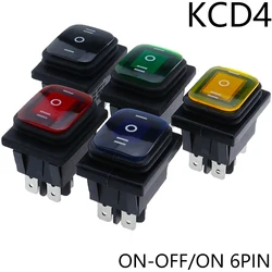 KCD4-203 Heavy Duty 16A 250VAC 30x22 Waterproof Rocker Switch 6pin DPDT ON OFF ON 12V 220V Red Green LED Light Rocker Switch