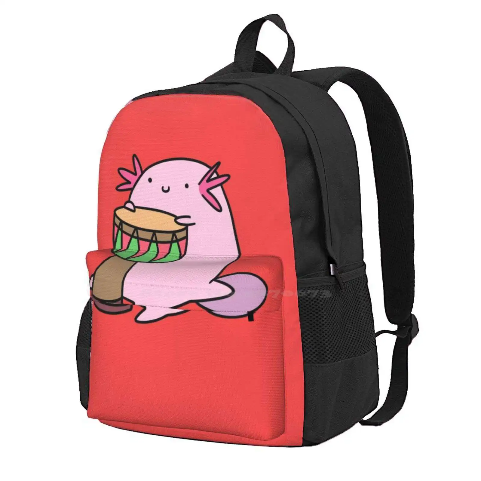 Axolotl Playing The Djembe Hot Sale Schoolbag Backpack Fashion Bags Axolotls Djembes African Drums Drummers Musical Instrument