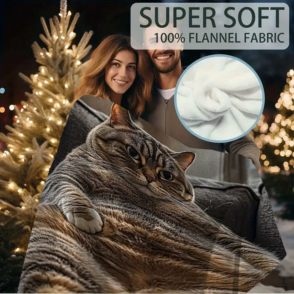 Ultra Soft Cat Nap Blanket Throw Plush Cozy Pet Lover Blanket for Couch Living Room Decor Gift Idea Autumn Winter Season Home Ac