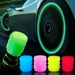 1/4Pcs Luminous Valve Caps Fluorescent Green Blue Night Glowing Car Moto Bicycle Wheel Styling Tyre Hub Universal Cap Decor