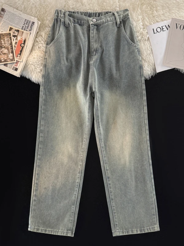 

Мужские джинсы свободного кроя в стиле ретро, американские повседневные брюки, крутые брендовые винтажные широкие брюки для мужчин