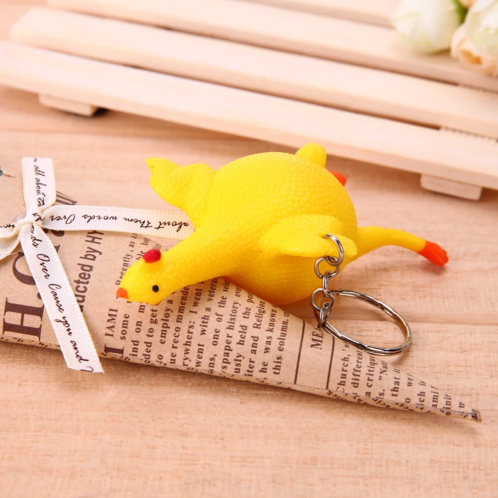 1-10pcs PVC Chicken Egg Key Chain Decompression Squeeze Key Ring Lightweight Elastic Chicken Key Ring for Children Holiday Gifts