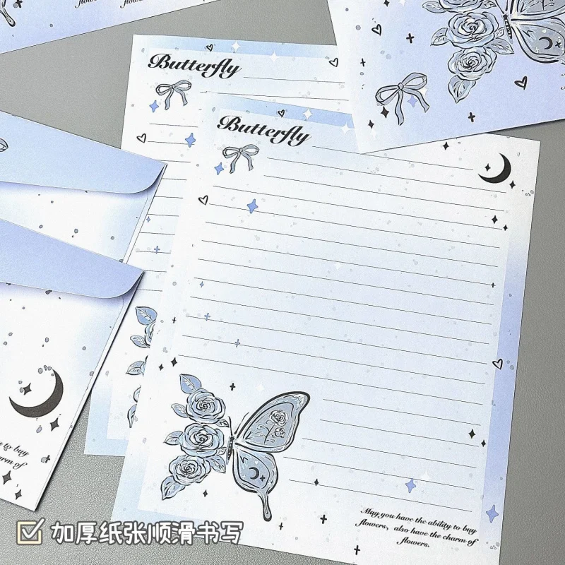 Custom Blue Envelope Letter Paper Set Ins Style Cute Blessing Commemorative Handwritten Message