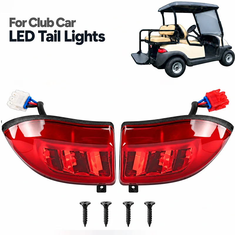 Club Car Precedent 2004+ Tempo 2018+ 12V Golf Cart LED Tail Light Pair 3-Wire 4 Screws OEM#102528901 102579001
