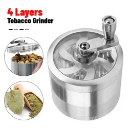 4 Layers Tobacco Grinder Manual Aluminium Herbal Herb Spice Mill Grass Smoke Crusher Hand Crank Muller Pollinator Accessories