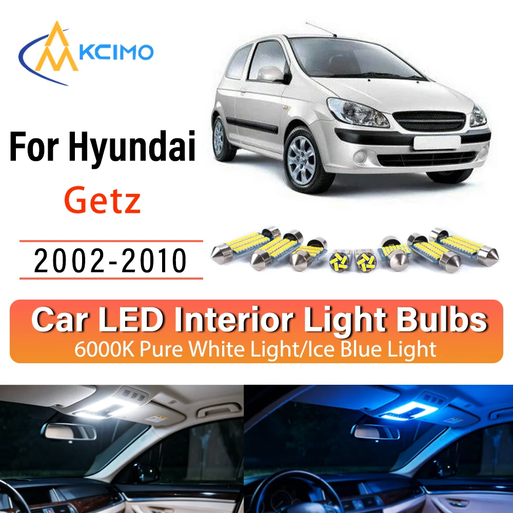 Kit de remplacement d'ampoules LED sans fil à éclairage constant pour l'intérieur de voiture Hyundai Getz 2002-2010, montage direct pour plafonnier et éclairage de coffre