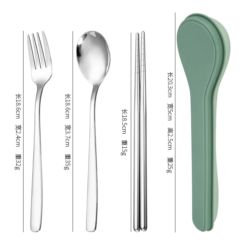 Cutlery Set with Storage Case Korean Style Portable Tableware Set Home School Kitchen Dinnerware Services Utensil Set Spoons view 3