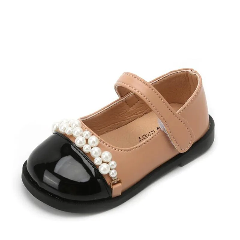 2022 New School Shoes Girls Japanese Summer Round-toe Pearls Flat Shallow Mary Jane Hook & Loop Assorted Versatile Princess Shoe