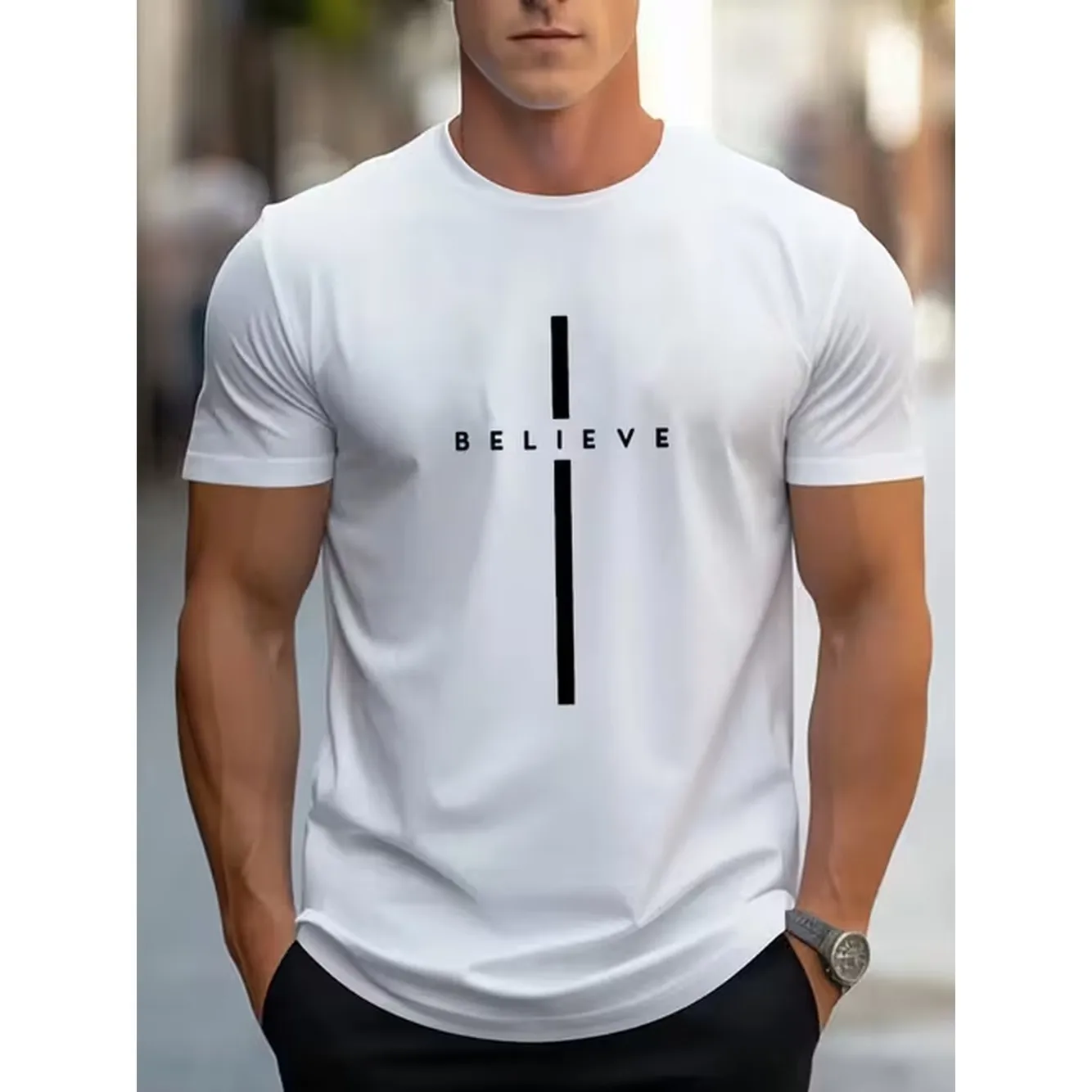 Mens Tshirt Comfortable Crew Neck Casual Cotton Shortsleeves Soft Breathable Top Menswear Tshirt Summer Spring Streetwear Cotton Fabric Trendy Letter Print