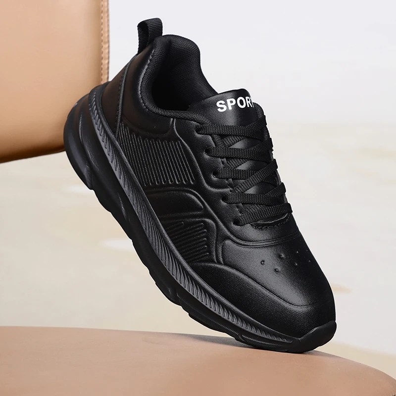 

New Fashion Waterproof Leather Sneakers Women Black Luxury Shoes Trend Running Shoes Breathable Sneakers Non Slip Footwear Shoes