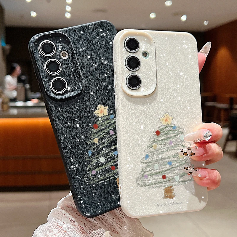 Christmas Tree Print Phone Case For Samsung Galaxy A55 A54 A53 A52 A16 A15 A14 A35 A34 A25 5G S20 FE S21 S22 S23 S24 Ultra Cover