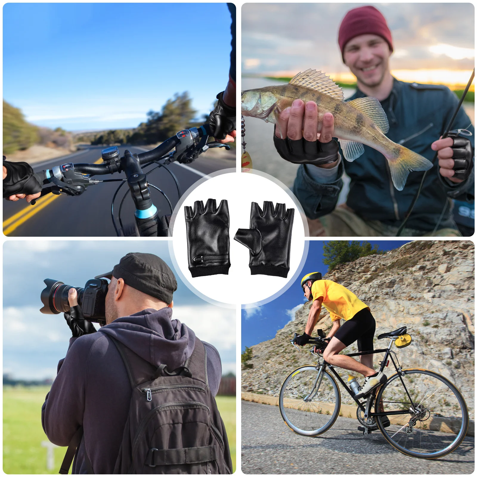 

1 Pair Half Finger Gloves Breathable Warm Cycling Driving Outdoor Sports Gloves For Men Women Winter Workout Pu Grip