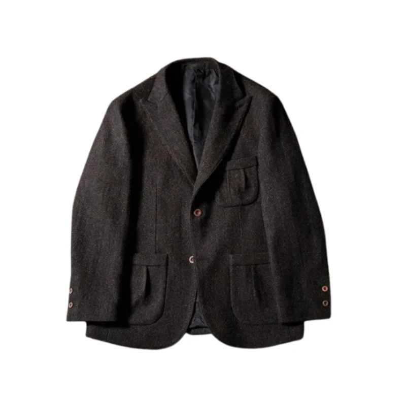 

Men's Tweed Wool Suit Jacket, Chocolate Brown Dress Suit