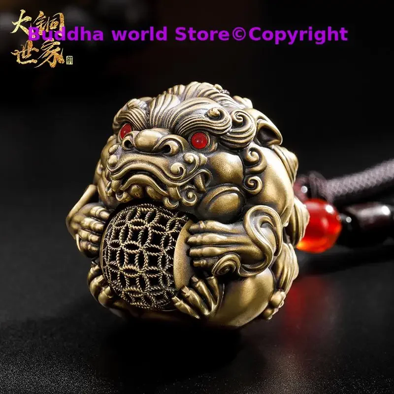 high grade gift GOOD LUCK mascot Success Regulating spirit BRASS dragon PI XIU hand piece Talisman bring Fortune money Good luck