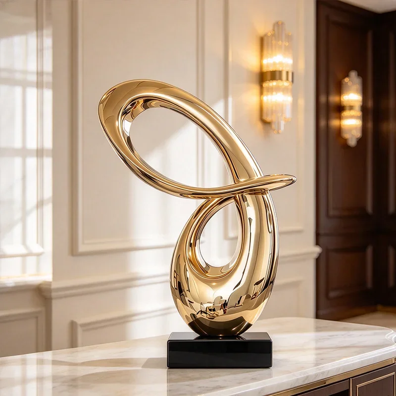 Resin Sculpture Modern Abstract Minimalist Floor Art Ornament Hotel Lobby Villa Living Room Entryway Home Decorative Craft Displ
