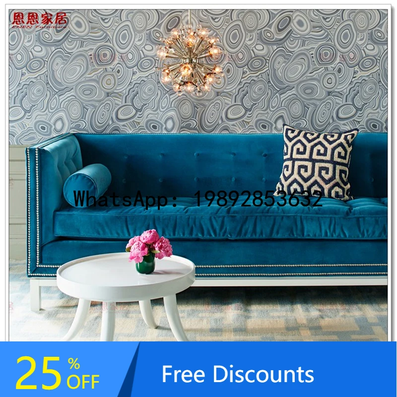 XL Three-Seater Fabric Sofa Living Room Straight Sofa with Buttons Fabric Custom Stainless Steel Frame Sofa