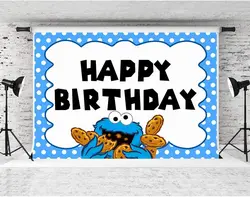 Cartoon Cookie Backdrop For Birthday Party Blue Monster Spots Background Child Baby Shower Birthday Party Cake Table Banner