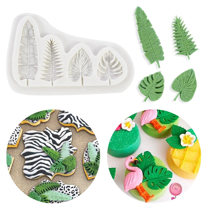 

Palm Leaves Silicone Mold DIY Fondant Cake Decorating Tools Turtle Leaf Chocolate Candy Baking Mould Jungle Birthday Party Decor