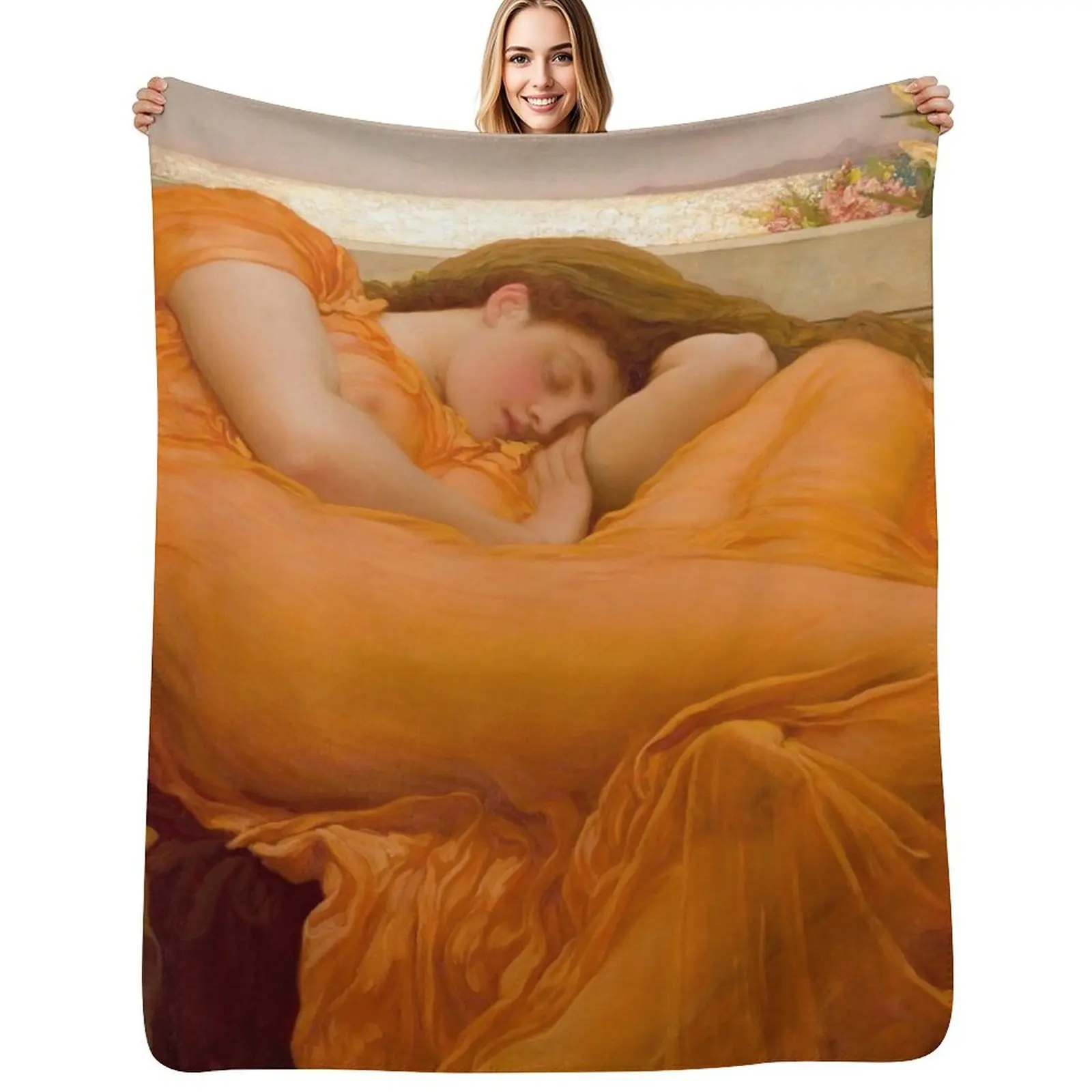 Flaming June - Frederic Leighton Throw Blanket Luxury Designer Luxury Beach Blanket