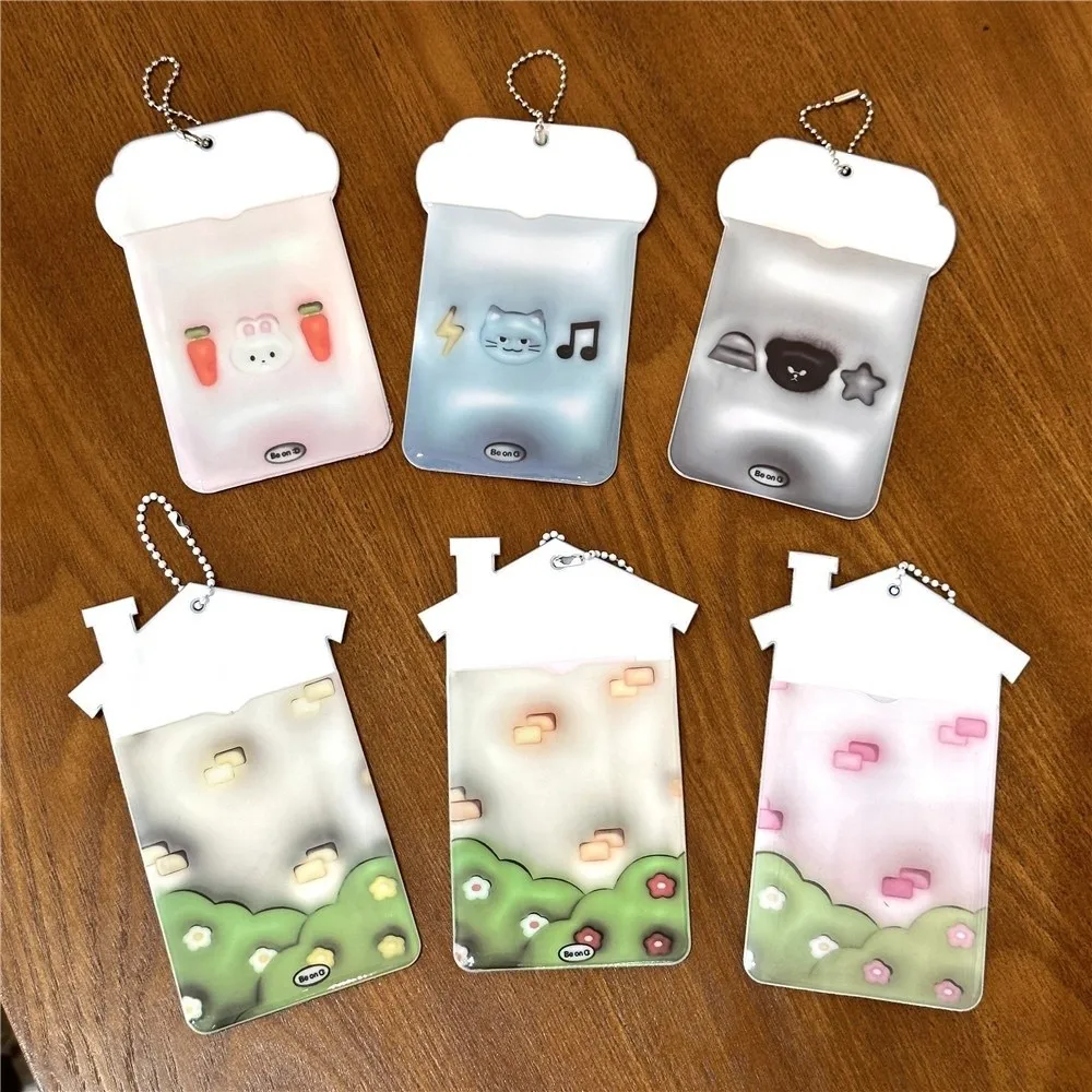 3-дюймовый держатель для фотокарт, мультяшный ПВХ ID, держатель для кредитных карт, твердый корпус с брелоком, защитные рукава для фотографий, маленькое хранилище для карт