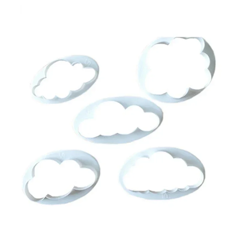 5PCS/Set Cloud Shape Cookie Cutter Made 3D Printed Fondant Plastic Cookie Cutter Biscuit Mold for Cake Decorating Tools