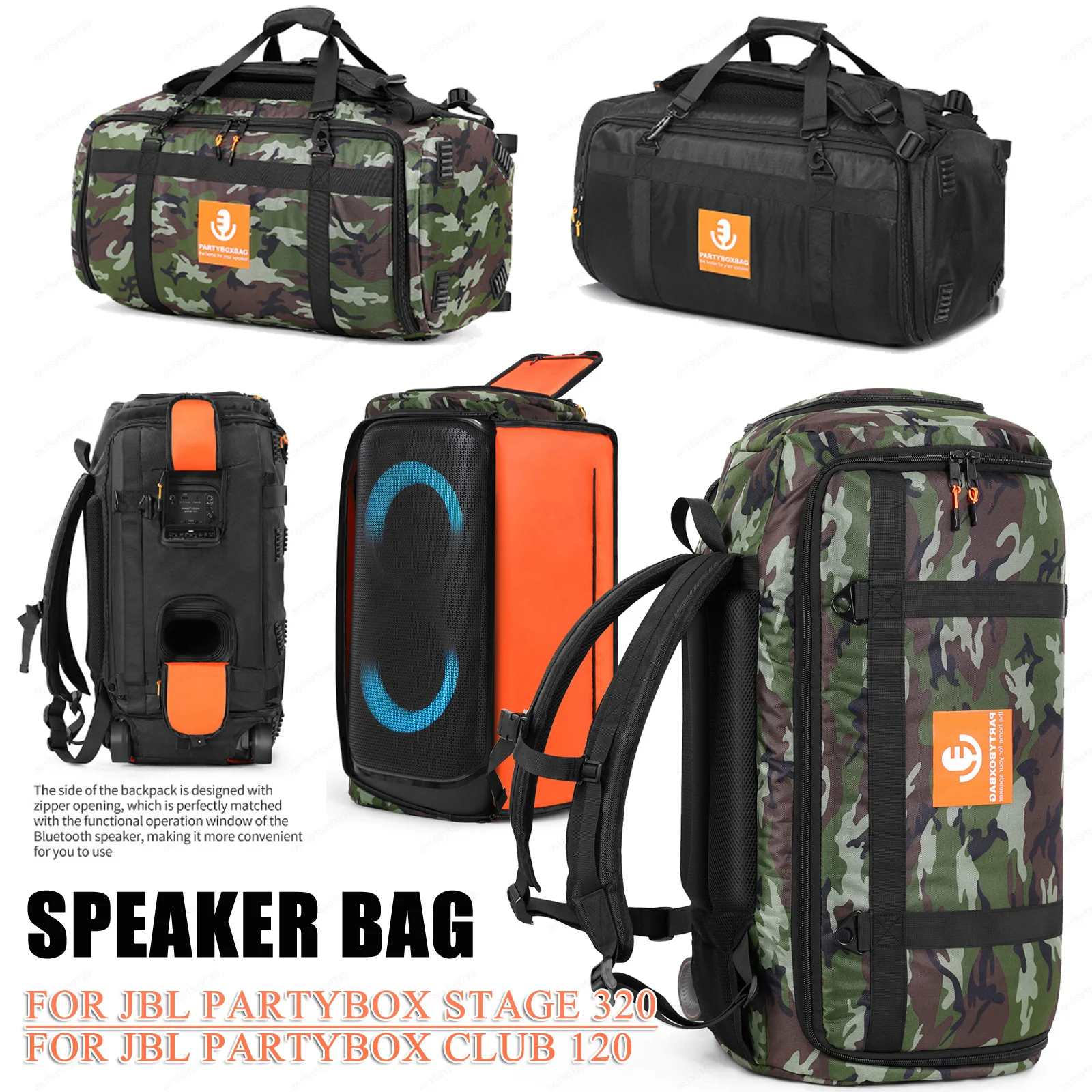 

Case for JBL Partybox Club 120 for JBL Partybox Stage 320 Speaker Bag Protective Big Speaker Box Travel Carry Tote Bag Backpack