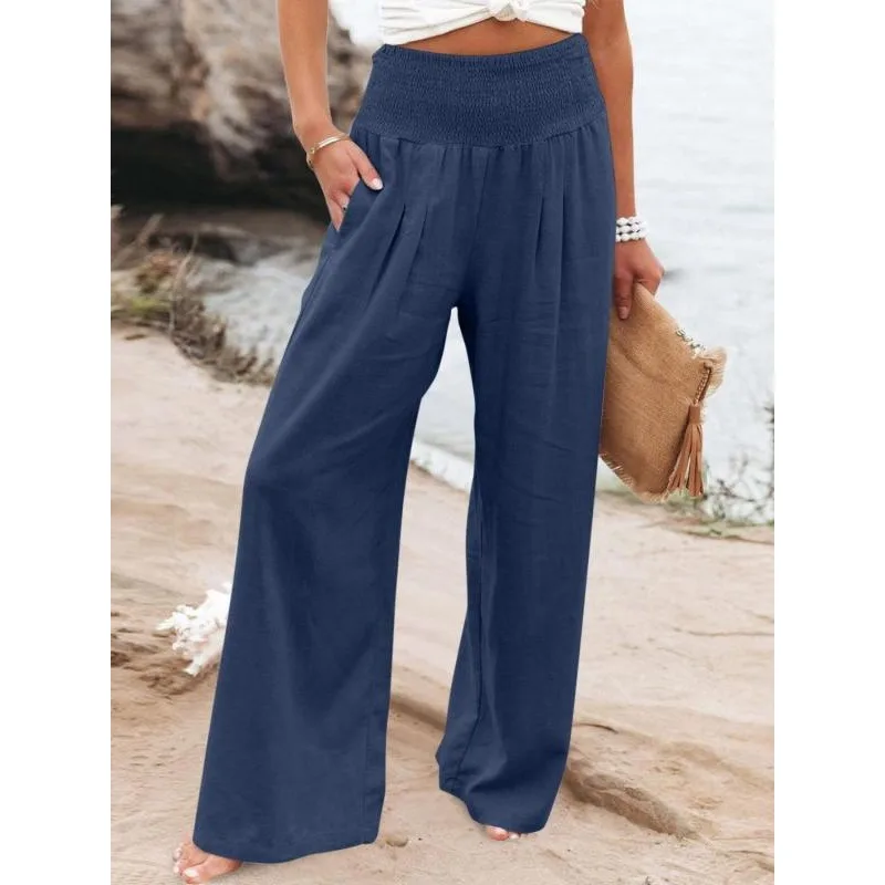 

Plus Size 1XL-5XL New Women's Casual Pants with Casual Style Cotton Hemp Comfortable Mid Waist Pants for Women