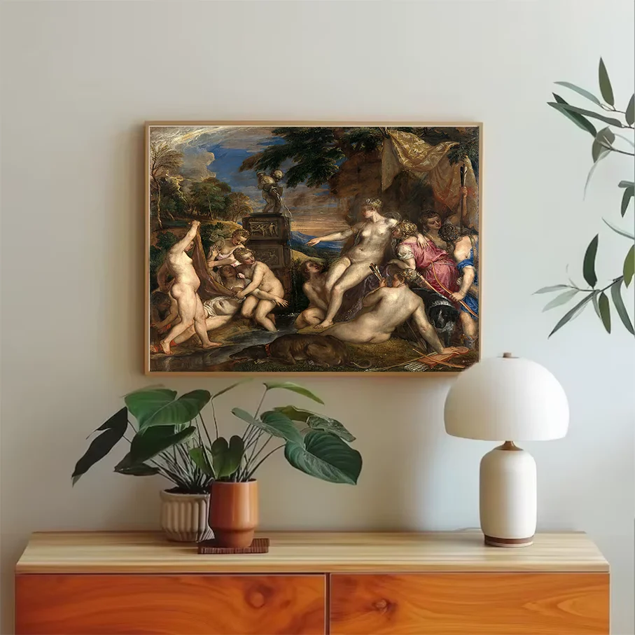 Vintage Classical Oil Painting Reproduction Mythology Wall Art Canvas Print Black Frame Living Room Home Decor