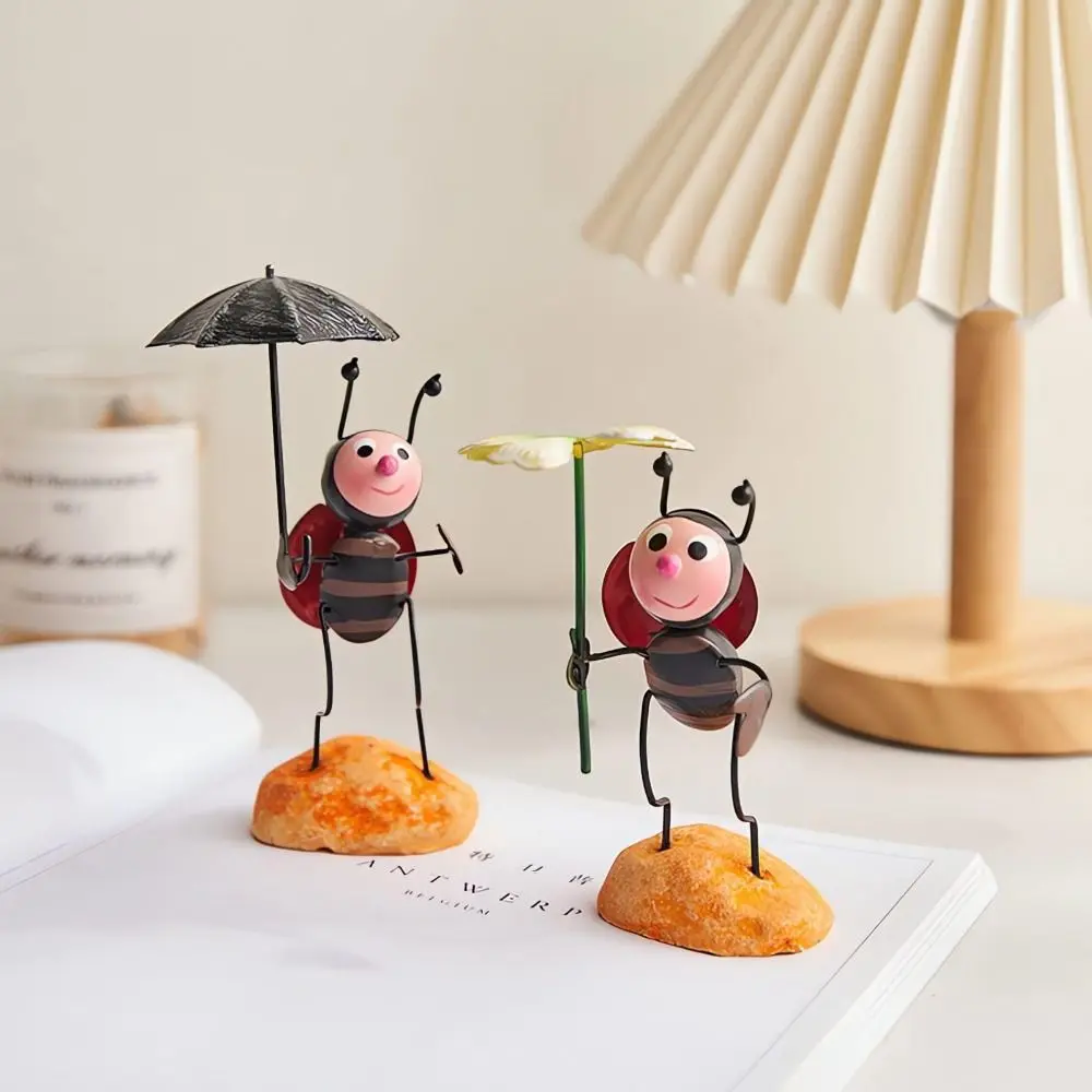 Creative Small Desktop Decoration Metal Gardening Simulation Ladybug Beetle Dolls Animal Model Ladybug Ornaments