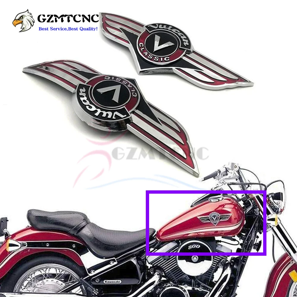 Vulcan Tank Emblem Badge Sticker Motorcycle 3D Chrome Gas Decals For Kawasaki VN Classic VN400 VN500 800 1500 1600 1700 VN2000