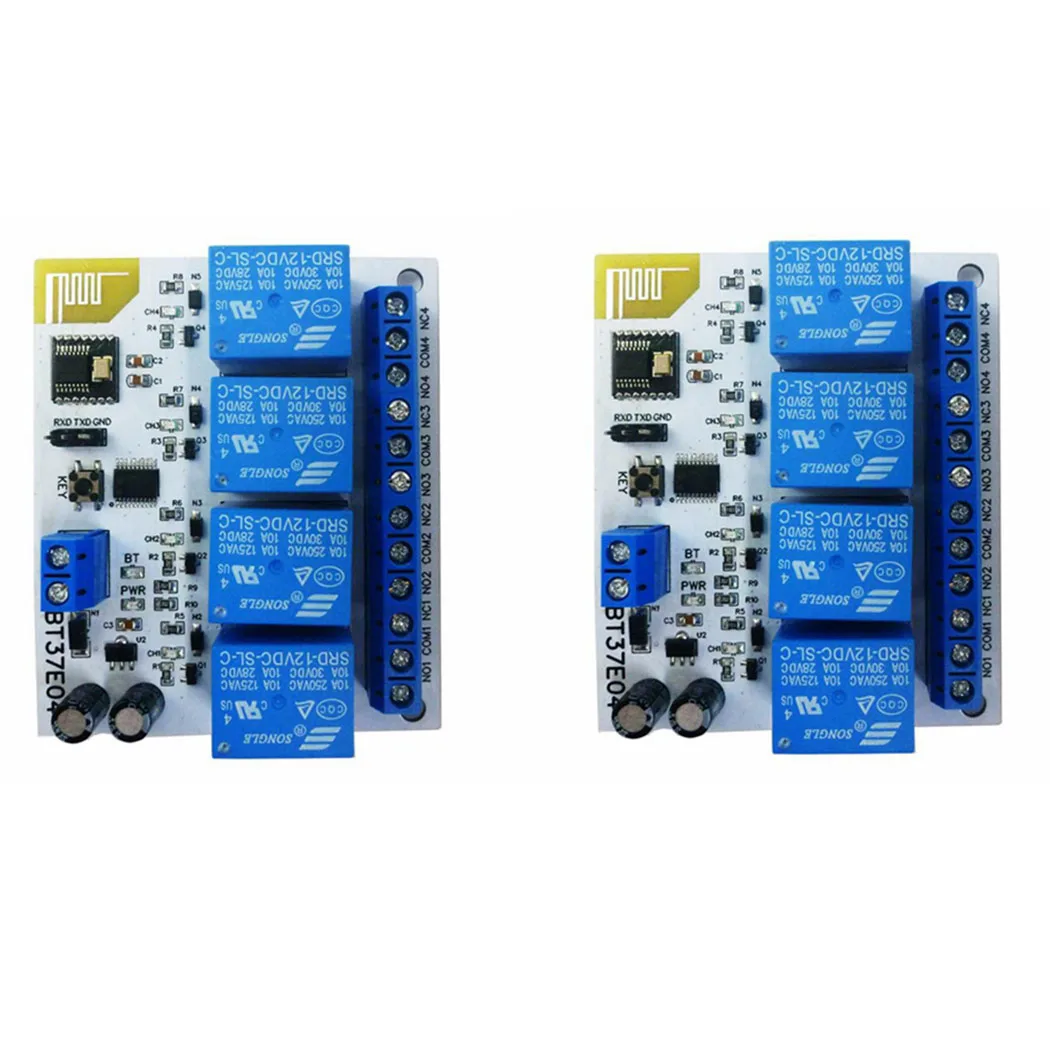 

2 Pcs 4 CH DC 5V/12V IOS Android Bluetooth-Compatible BLE Relay 2.4G RF Remote Control IOT Module Command Customization Switch