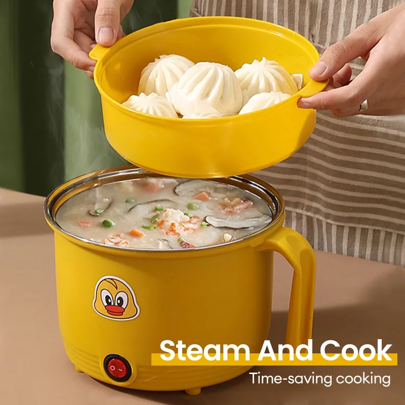 Electric 1.8L Cooking Machine Hot Pot Non-stick Cook 1-2 People Single Household Pan Mini Multifunction Electric Cooker for Home