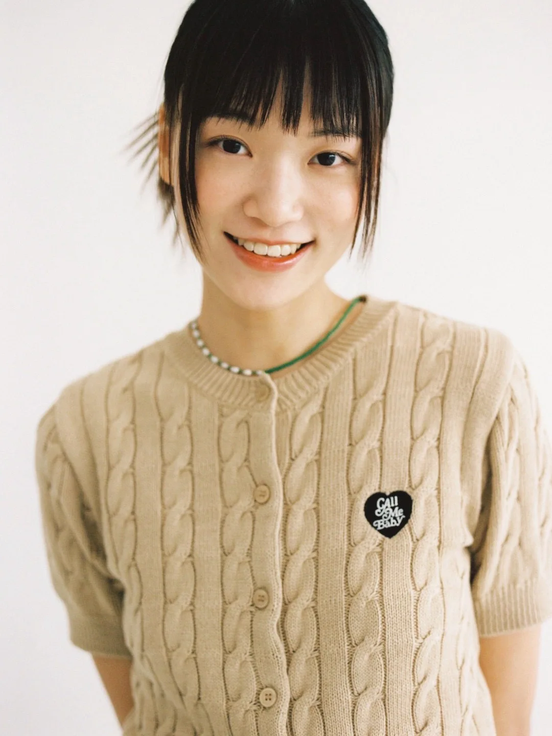 

Smoid Callmebaby Embroidered Heart Letter Twist Slim Fit ort Sve Knitted Base Layer Top Korean Sle Cotton Blend