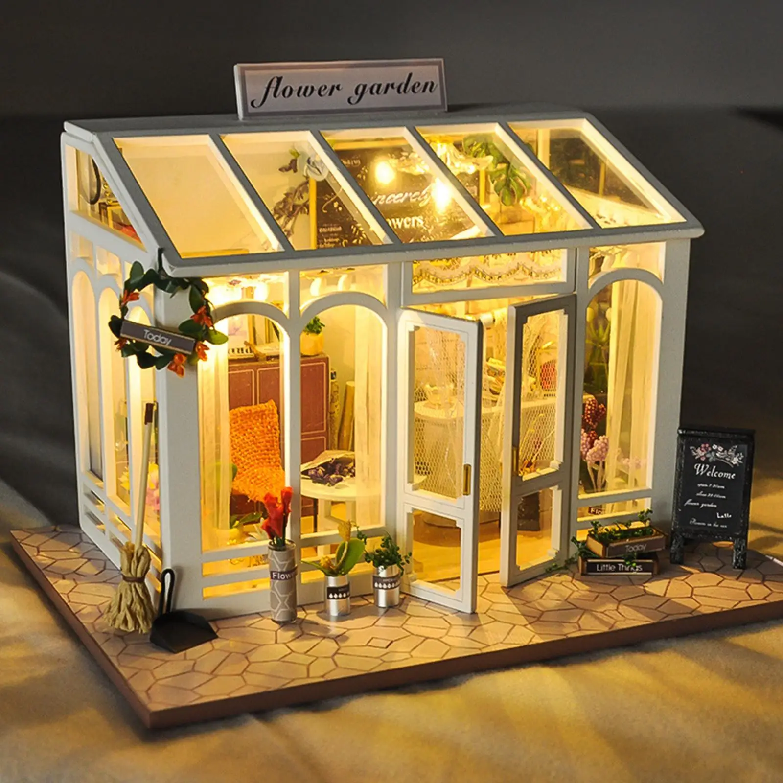 

Handmade Miniature Kit Doll House Flower Garden House 3D Building Puzzle