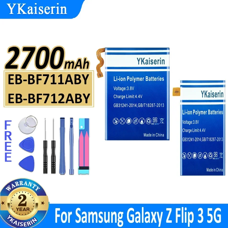 

Аккумулятор YKaiserin 1300 мАч/2700 мАч EB-BF711ABY EB-BF712ABY для Samsung Galaxy Z Flip3 flip 3 5G F7110 SM-F711B Bateria