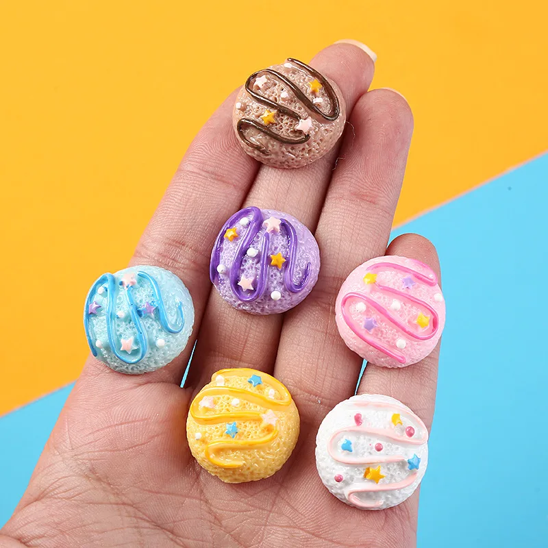 10pcs Kawaii Diy Resin Mini Flat Back Cream Biscuits Crafts Accessories Material Embellishments Flatback Scrapbooking Miniatures