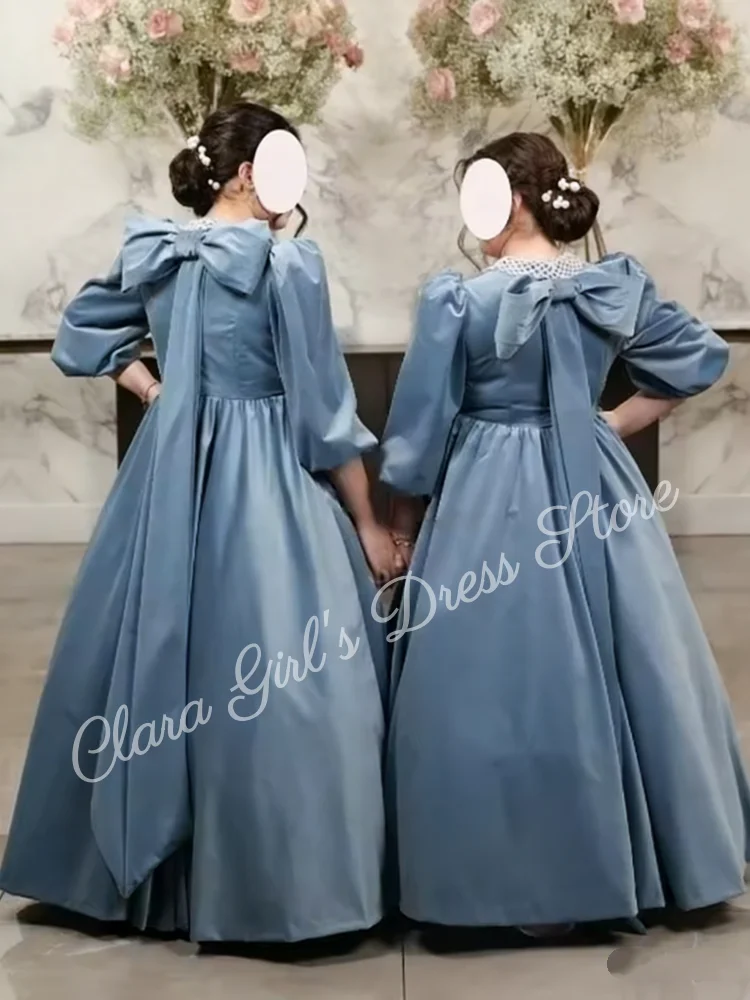 فستان الأميرة فتاة المخملي المكشكش بأكمام بالونية فستان وصيفة العروس مخصص منفوش لحفلات أعياد الميلاد #4