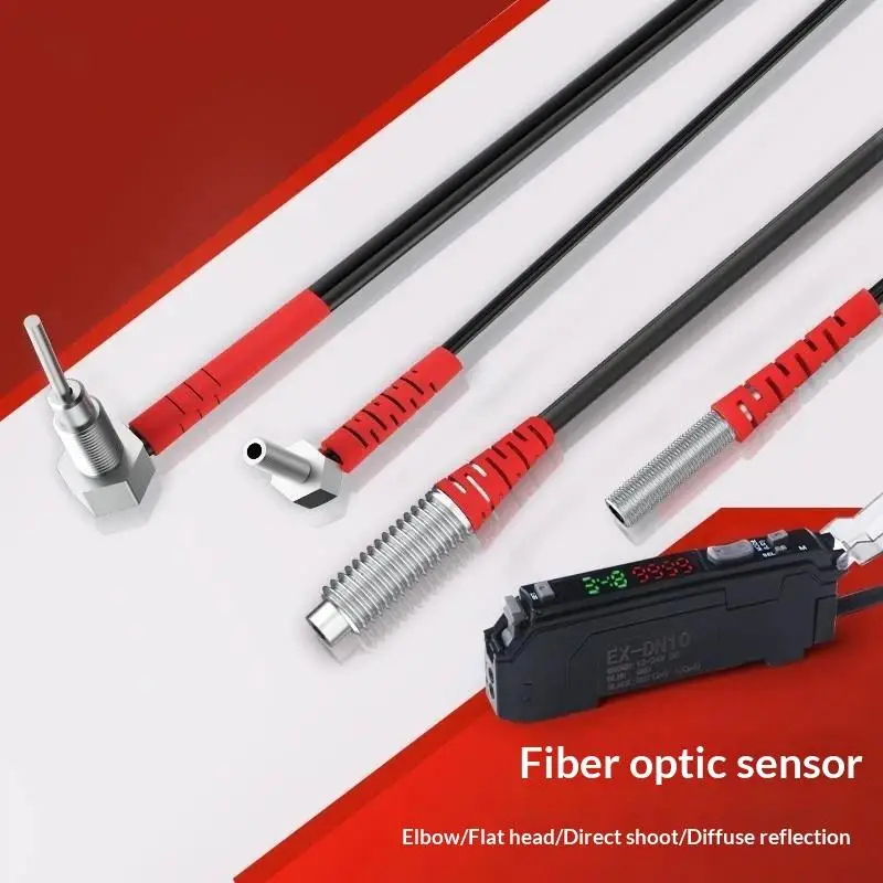 Fiber Optic Sensor Probe Diffuse Reflection M3-M6 1M Cable Low Power Consumption Photoelectric Switch for Smart Factory Use