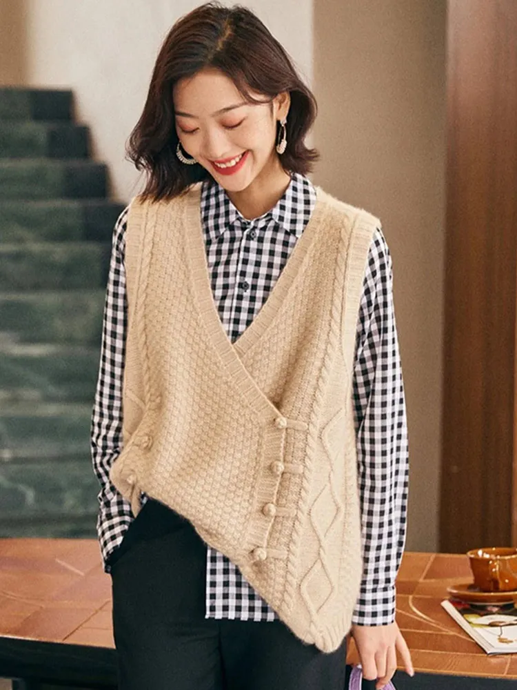 Ele اللون سترة مشغولة من الصوف سترة ضئيلة V-Ne تصميم Svel سترة oulder مفتوحة Sle المرأة Faion الأعلى