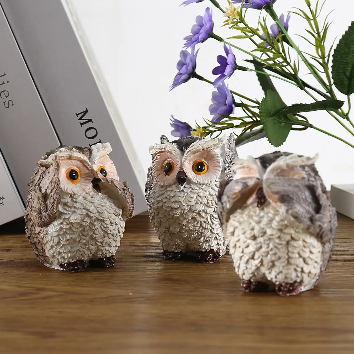 1/3Pcs Desktop Owl Ornaments, Home Decoration, Retro Owl, Don’T Listen, Don’T Say, Don’T See, Three-Piece Ornaments, Living Room, Entrance, Study,