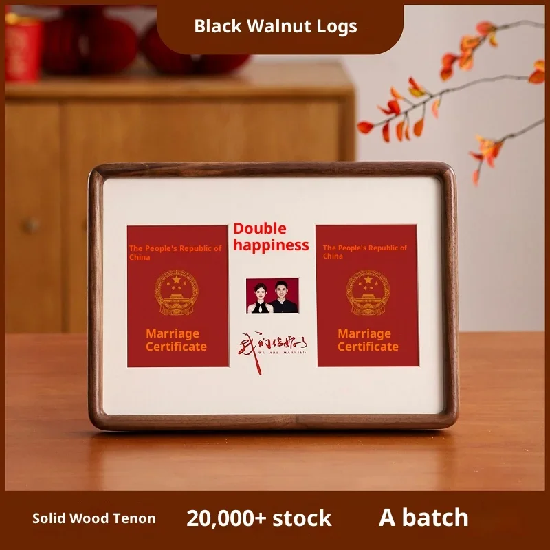 High-Quality Solid Wood A4 Photo Frame for Wedding Certificates Premium Black Walnut Rounded Corner Picture Frame Home Display
